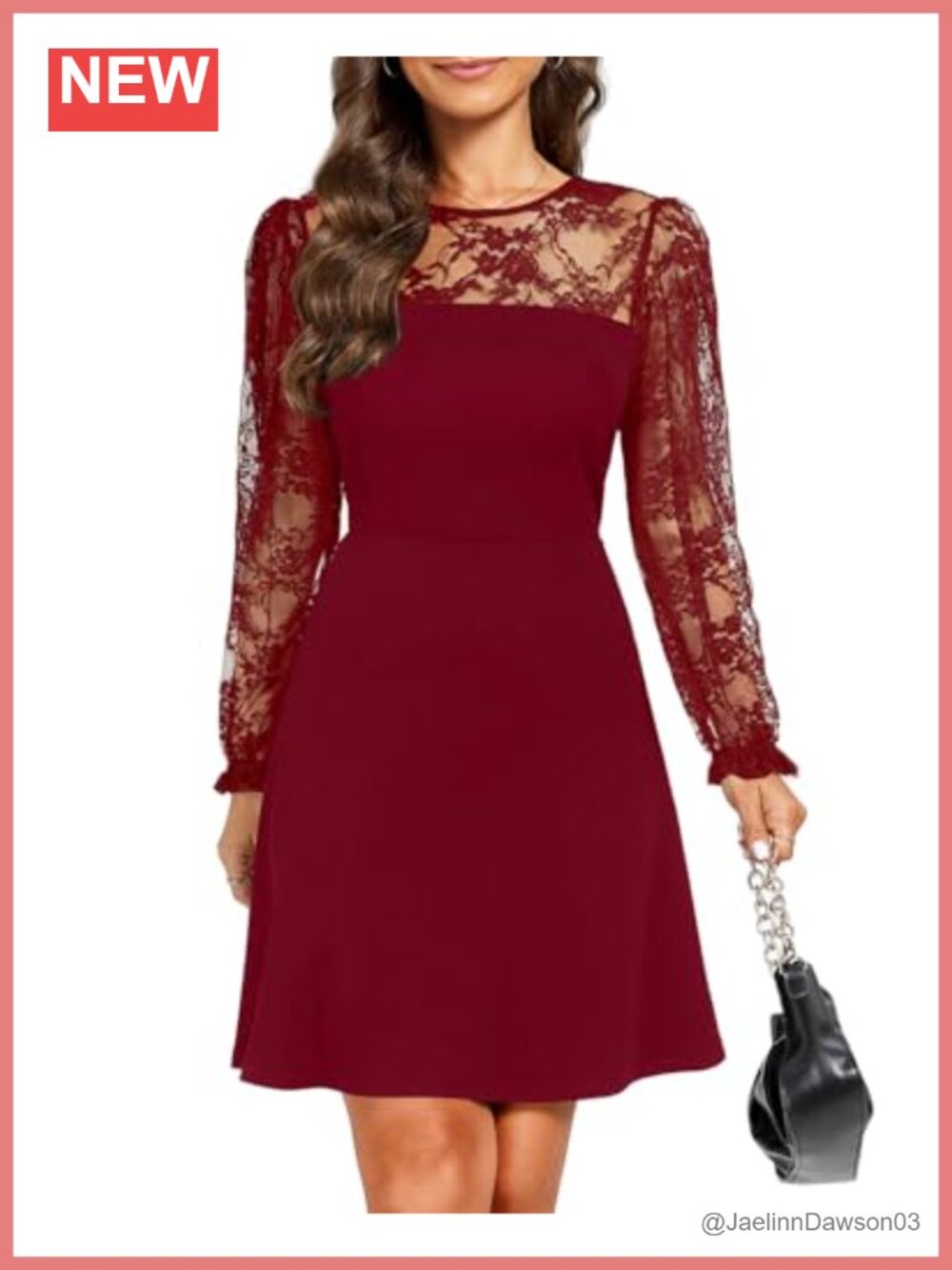 Lace Sleeve A-Line Cocktail Dress Semi-Formal Wedding Guest
